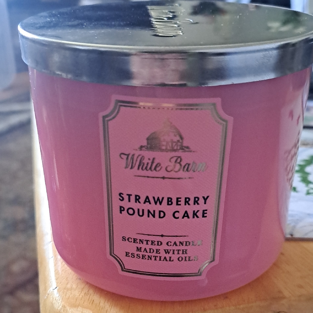 White Barn Strawberry Pound Cake Candle - Pink and Silver